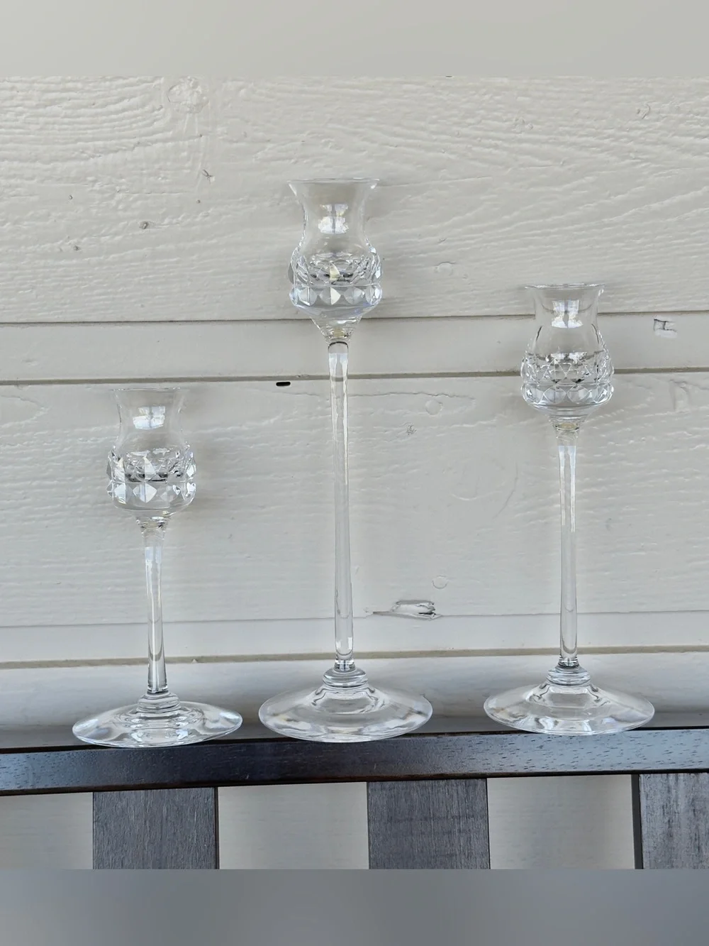 Vintage Kosta Boda GÖRAN WÄRFF “Prince” Set of 3 Crystal Tapered Candlesticks